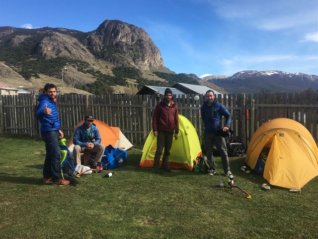 Vida de camping en El Chalten, pero con WIFI jaja